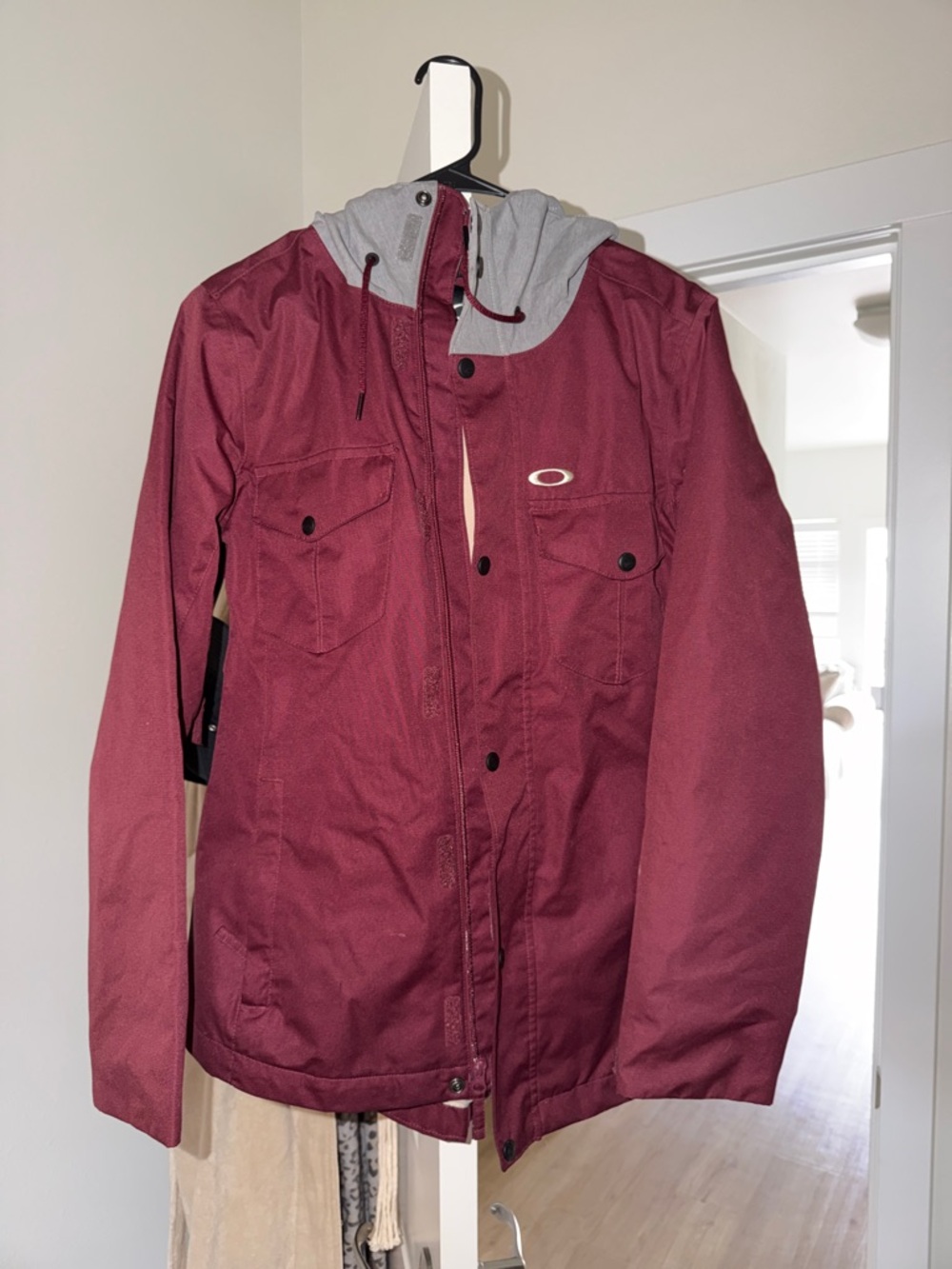 Oakley Maroon Jacket with Gray Hood
